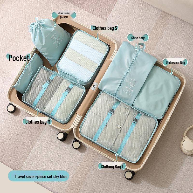 Four-Piece Travel Compression Bag Set for Clothes, Underwear, Toiletries, and Cosmetics