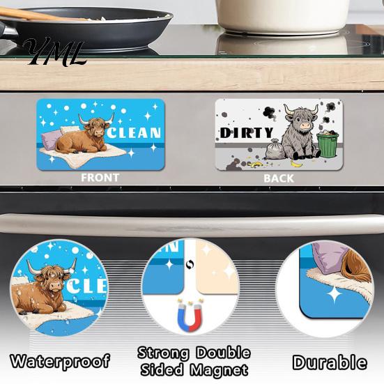Removable Dishwasher Magnet Cartoon Animal Dirty Clean Magnet, Magnetic Indicator, Double-sided Dish Washing Machine Decoration Kitchen