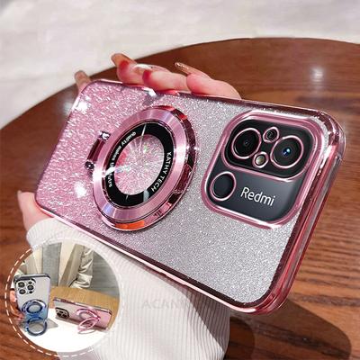 Redmi13c Glitter Plating Holder Case für Xiaomi Redmi 13c 12c 12 14c 4g 10 10c 9c 10a 9 9a A1 A2 Plus A3 Silikon-Standabdeckung
