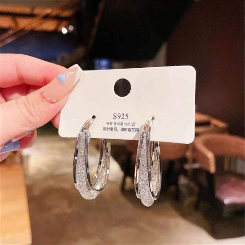 

Металеві сітчасті кришталеві коло вухо Хооп Сережки для модних жіночих сережок срібний