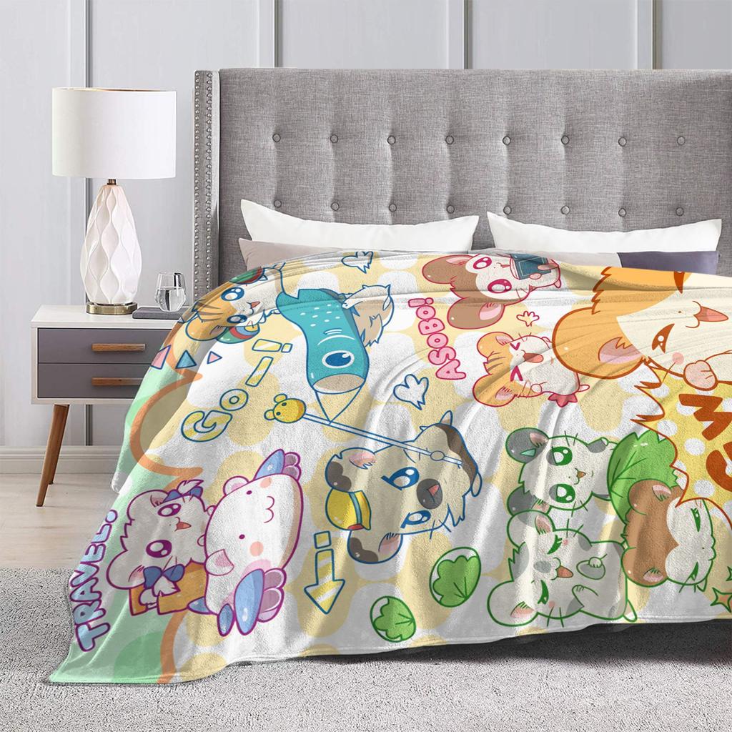 Adventure Story Hamtaro Blanket Super Warm Novelty Plush Bedding Throws For Bedroom Airplane Travel Flannel Bedspread Bed Cover