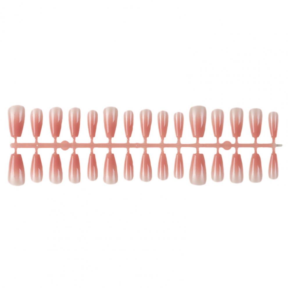1 Bag Fake Nails Gradient Wearing Nail Blush Handmade Natural Perfect Fitting Trace-less Fake Nails for Natural Curvature