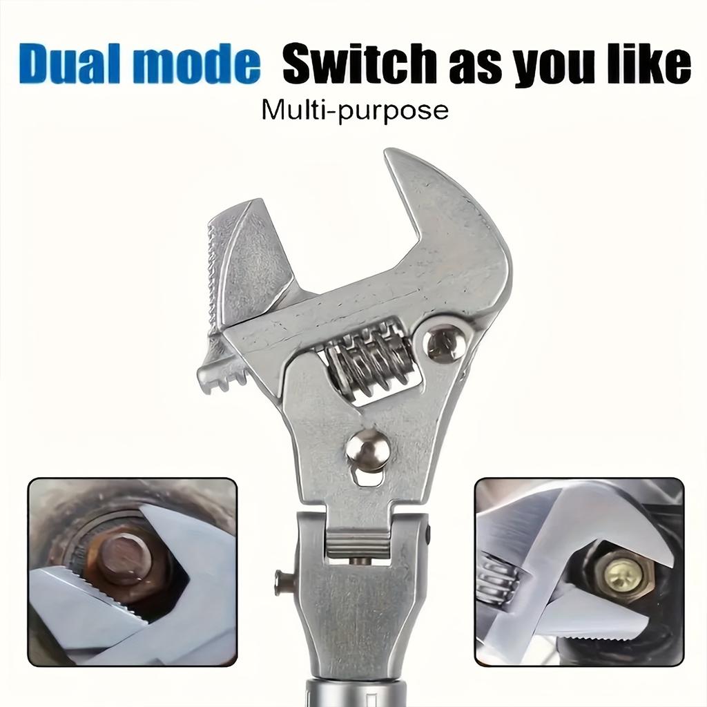 10 To 12 Inch Adjustable Ratchet Curved Wrench, Extendable Rod With 180° Rotatable Head For Motorcycle Garage Household Repair Tool