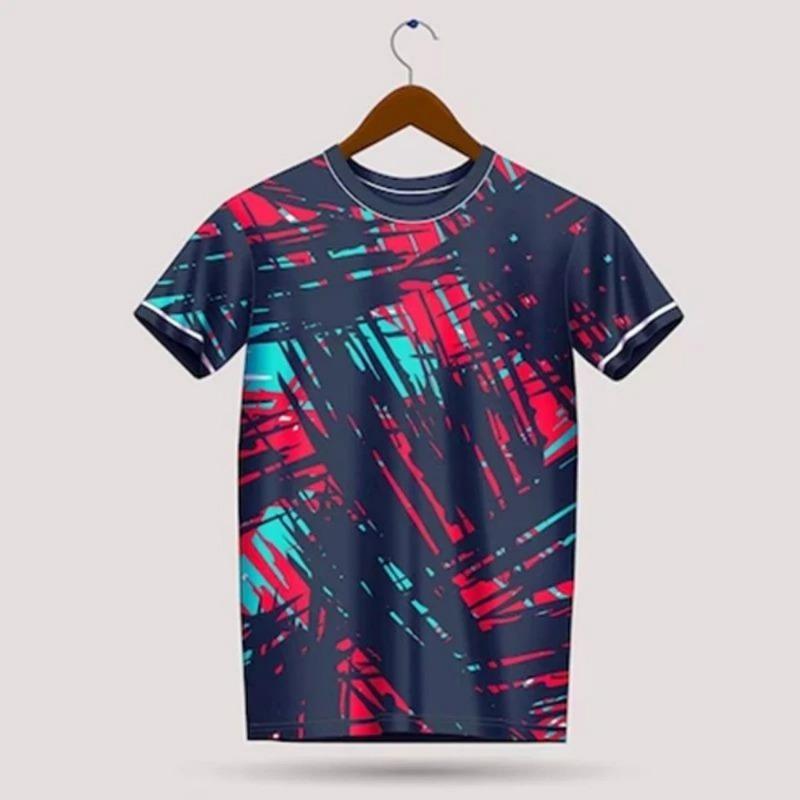 Summer Men's Breathable Round Neck Personalized Graffiti Printed