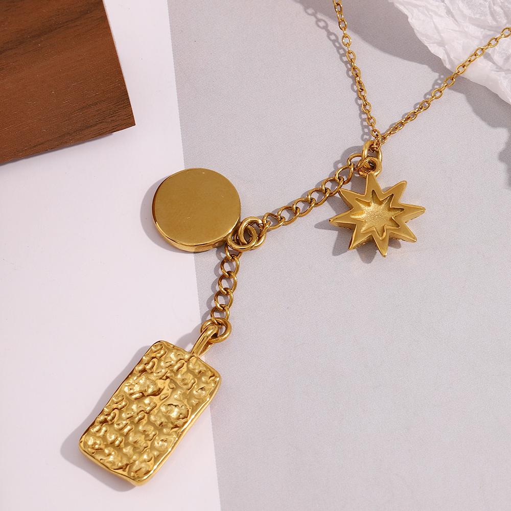 MamacitaSlay Exclusive Stainless Steel Sun Moon Star Devil's Eye Long Pendant Necklace For Women's Party Waterproof Jewelry Gift