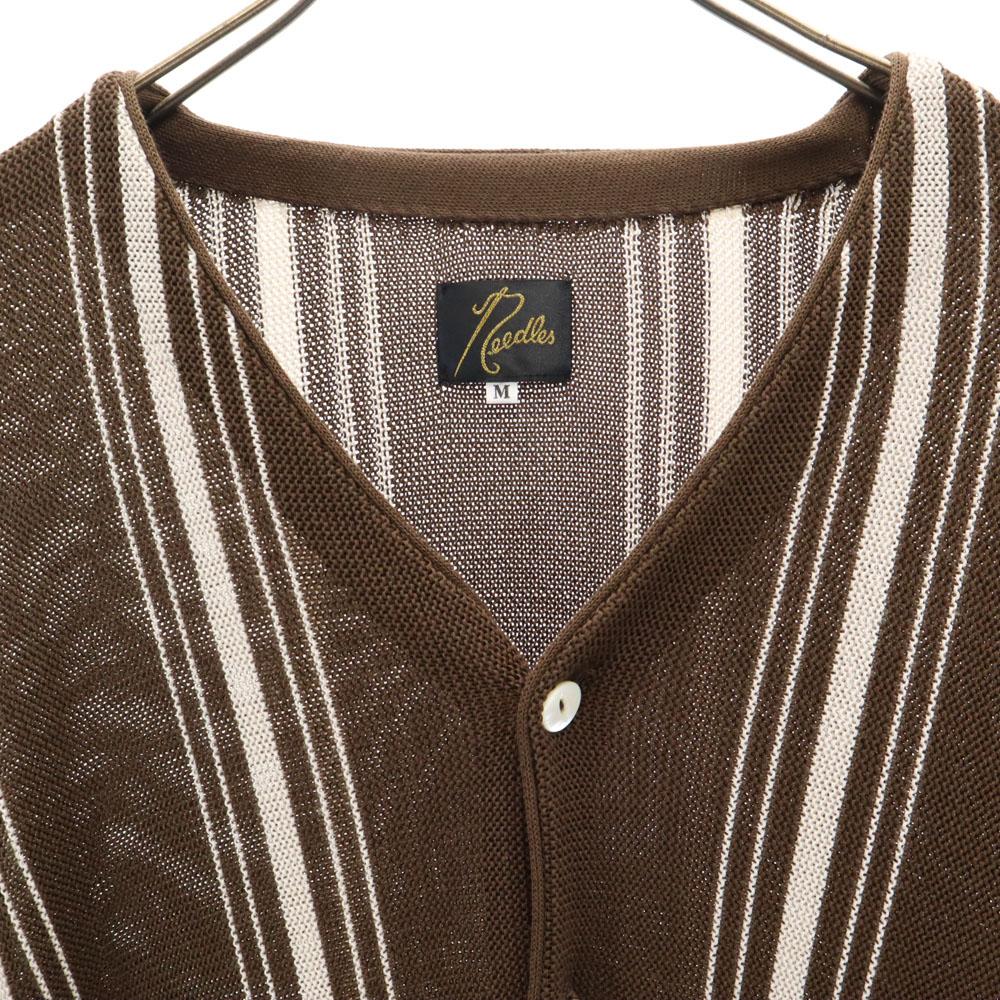 Needles made in Japan Striped Pattern Long sleeve V neck knit cardigan M Men's Used