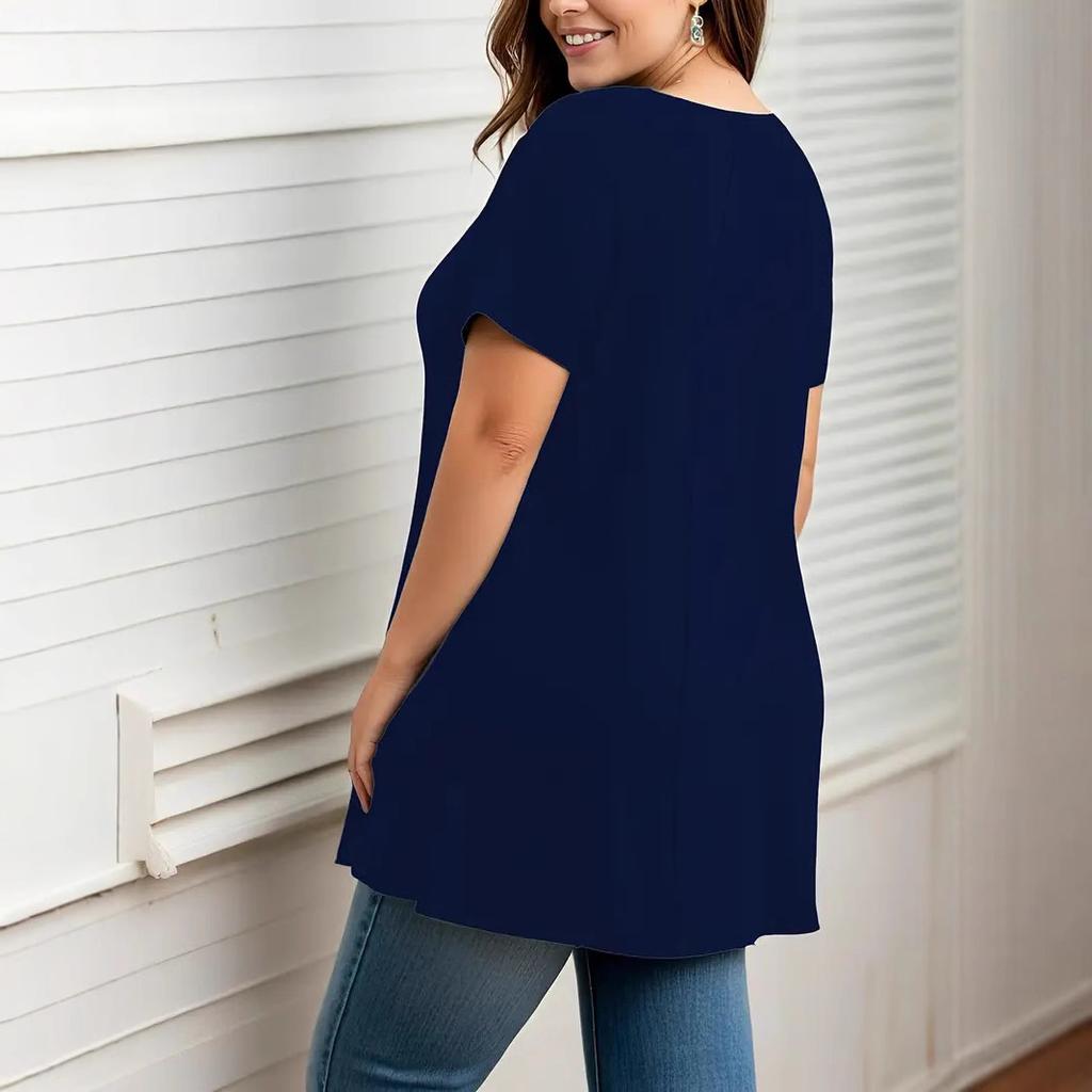 Women's Summer Trend Printed Short Sleeve Large Size Round Neck T-shirt