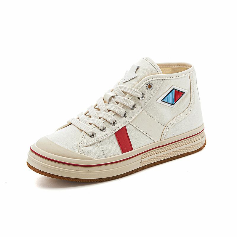 Inner Height Increase 2cm High-top Canvas Shoes Women's 2025 Autumn New Flat-bottomed Color Matching Board Shoes Versatile Casual Little White Shoes