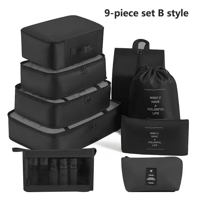 7-8-9-piece Set Travel Bag Organizer Clothes Luggage Travel Organizer Blanket Shoes Organizers Bag Suitcase Pouch Packing Cubes
