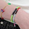 BONBEAU Black Cube Initial Color Ball Bracelet