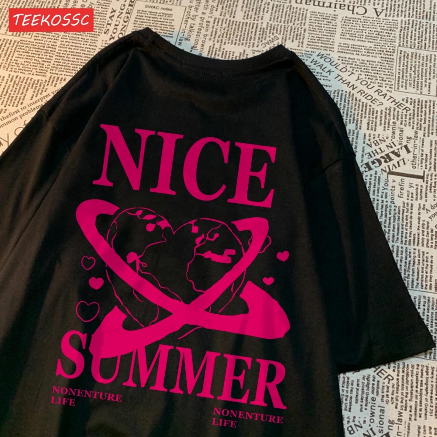 

Fashion Cotton Women T-Shirts Nice Summer Love Earth Gravity Orbit Print Short Sleeve O-Neck Soft Oversize Casual Female Clothes S чёрный