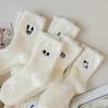 Cartoon Expression Mink Velvet Socks Thickened Carpet Socks Fashion Soft Fluffy Bed Socks  Girls
