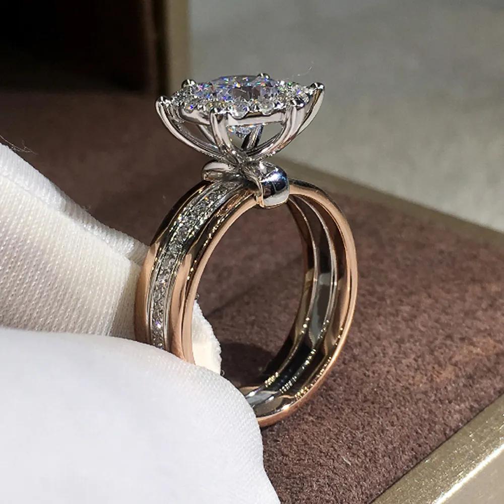 Classic 4 Claws Design Bridal Engagement Wedding Rings AAA Dazzling Cubic Zirconia Hot Sale Timeless Style Female Jewelry