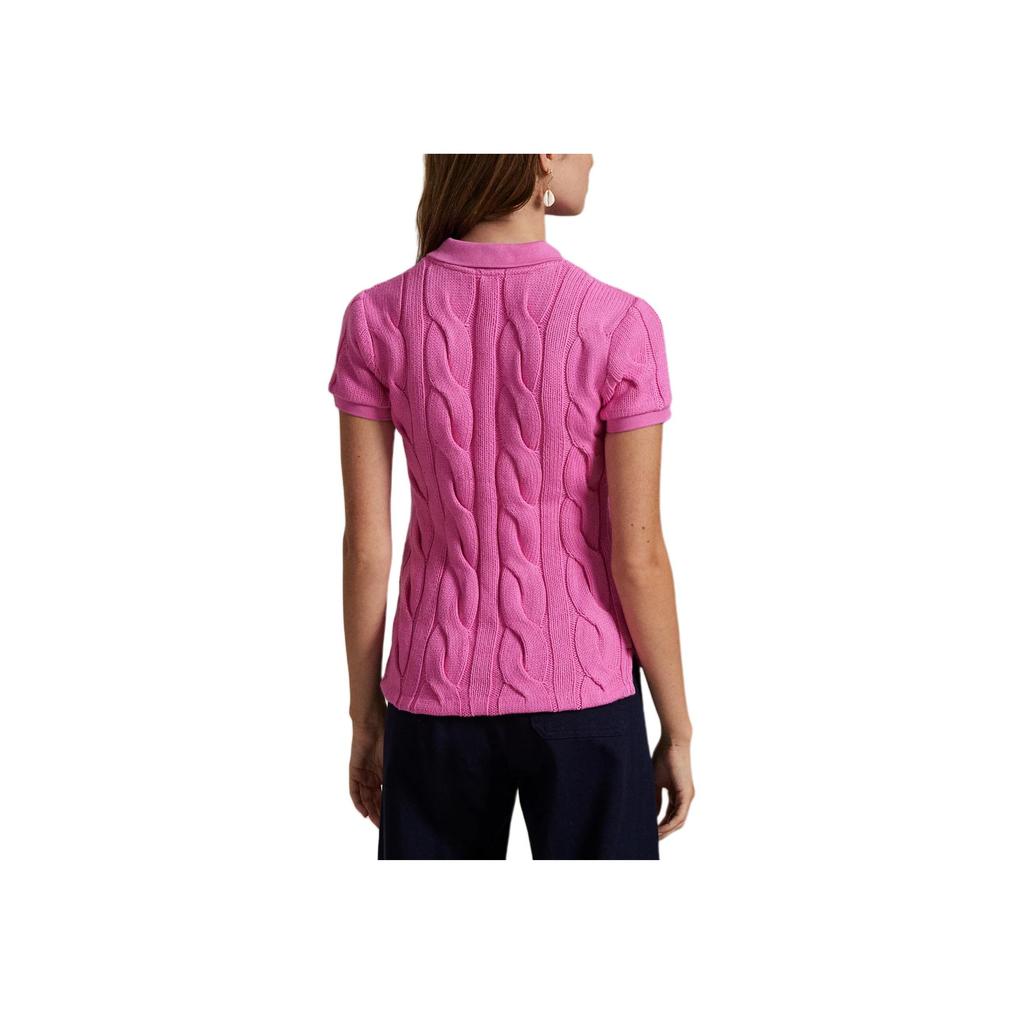 Polo Ralph Lauren Slim Fit Cable Knit Cotton Polo Shirt Women tops 211971703-004