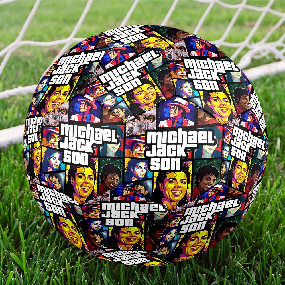 Michael Jackson Print Size 5 Soccer Ball, Standard Match Football for Sports Game and Team Practice, Ideal Gift for Soccer Fans