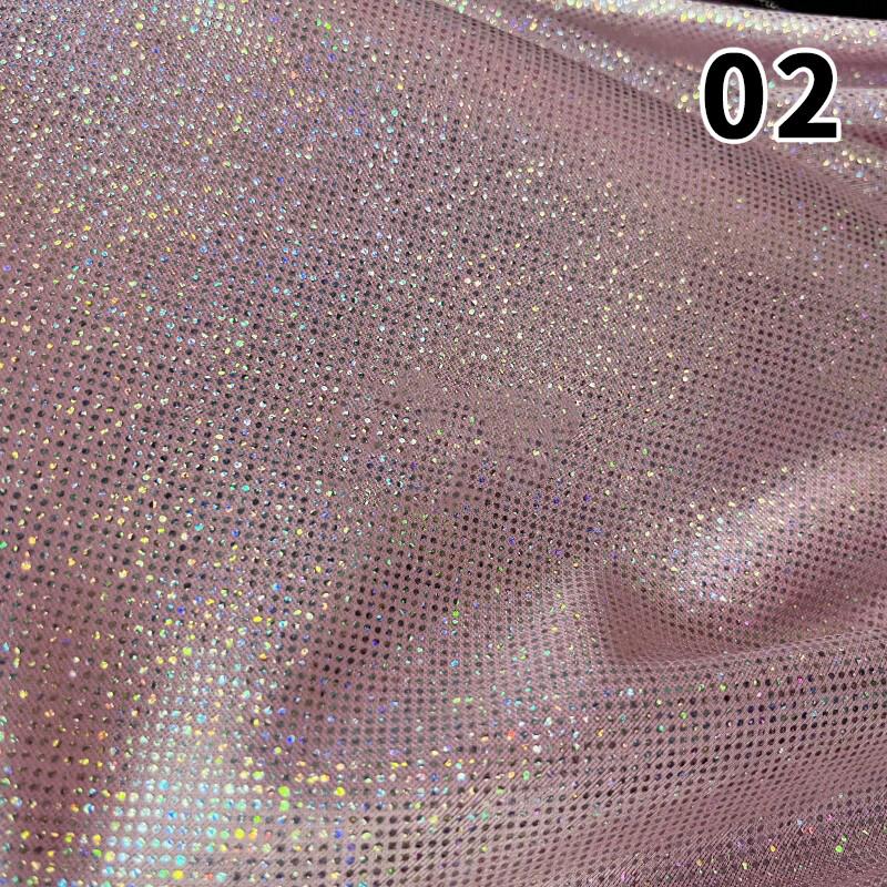 100x150cm Laser Dot Fabric Rainbow Colourful Shiny Fabric Flashing Organ Crushed Bright Mesh Stage Performance DIY Dress Sewing