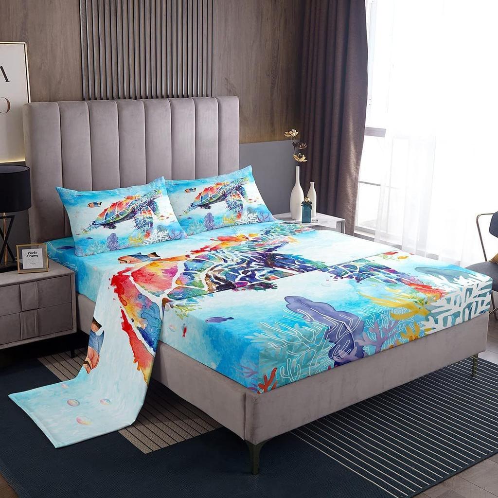 Cartoon Animal Little Monkey Pattern Bed Hat Four-piece Bedding Set Bedroom Dormitory Bedding Decoration