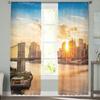 City Sunset Bridge Dusk Building Modern Tulle Curtains For Living Room Bedroom Home Kitchen Window Sheer Curtains