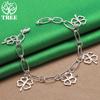 Korean Fashion 925 Sterling Silver Four-Leaf Clover Pendant Bracelet For Women Exquisite Jewelry Accessories Birthday Party Gift
