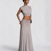 Γυναικείο Σετ Μπλούζα Crop Off-Shoulder και Μακριά Φούστα με Πτυχώσεις Ψηλόμεση Πολλά Χρώματα