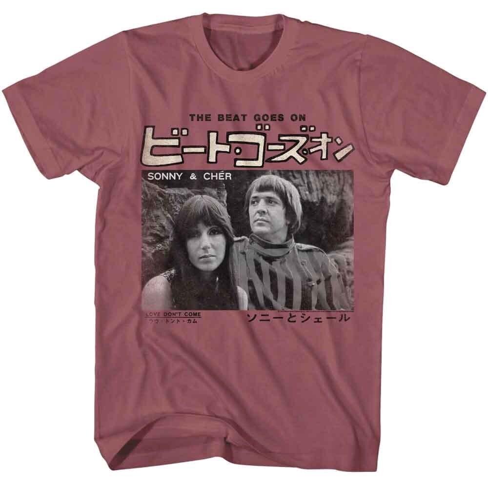 

SONNY AND CHER Adult T-SHIRT Music 70039;s Couple THE BEAT GOES New Official Cotton Unisex T-Shirt XXXXL