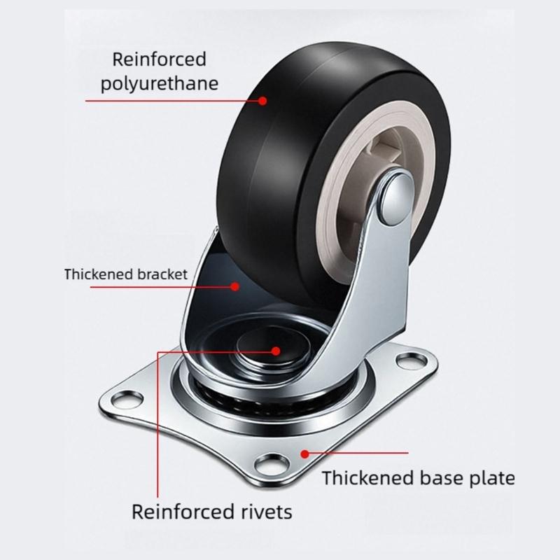 14Pcs 1inch PVC Furniture Casters with Brake Universal Heavy Trolley Wheel for Smooth Quiet Movement Easy to Install