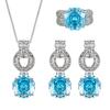 Schmuck Kupferboden Vergoldet Simulation Millennium-Schliff Meerblau Rund Retro Set Hauptstein 12 mm