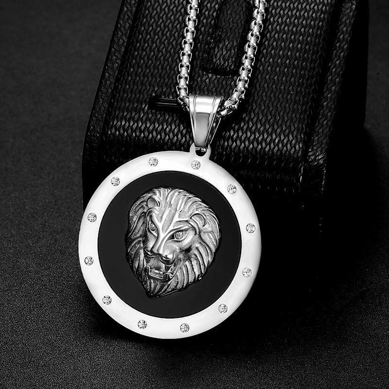 2026 Jewelry Fashion Trend Inlaid Zircon Lion Head Pendant Necklace Men's Party Jewelry Accessories