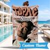 Custom Name Tribute Tupac's Legacy Heart In Space Adventure Microfiber Beach Towel, Lightweight for Summer Travel, Swimming Pool Fan Gift