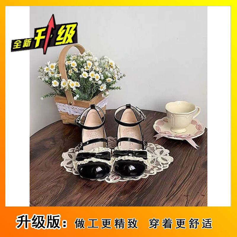 Sweet Bow Lolita Versatile Cute Sweet Cool Mary Round Head Single Shoes Leather Shoes Shallow Mouth 2025 New