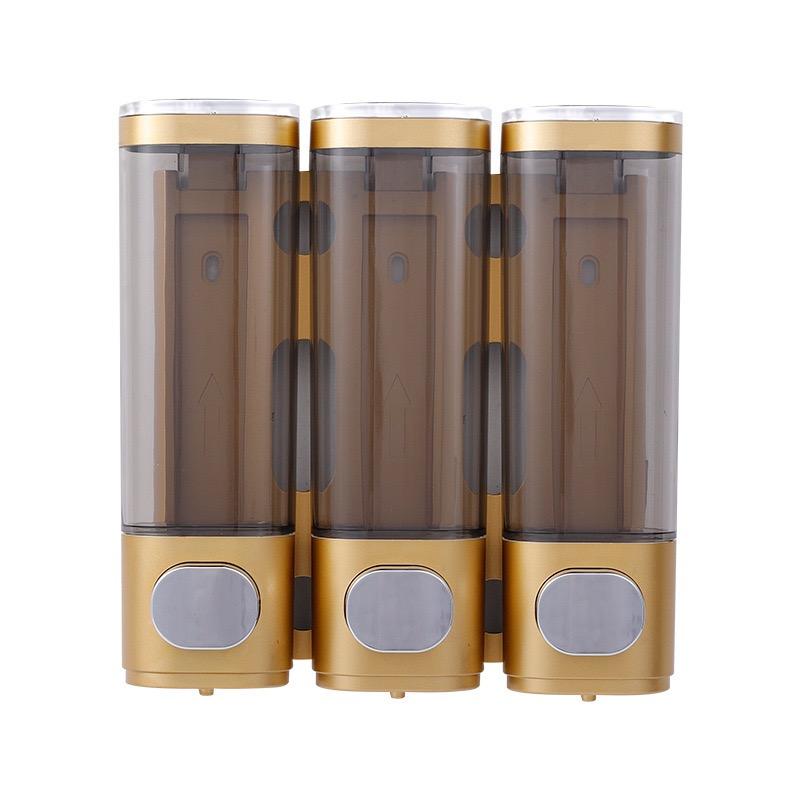 Liquid Soap Dispenser Three-Head Shower and Lotion Dispenser Waterproof Shampoo Gel Container Wall Mount with Clear Window