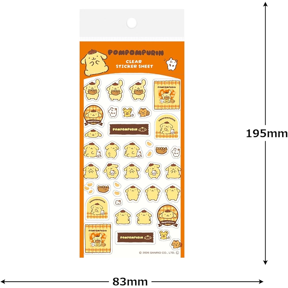 Furukawa Paper Sanrio Characters Transparent Sticker Sheet Snack Party Pompompurin QS384