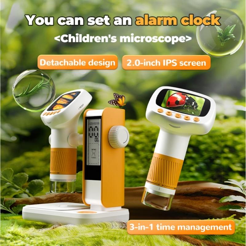 Portable USB Digital Microscope 8 Adjustable LED Light With 2 Inch Screen For Kids Science Exploration Educational Tool
