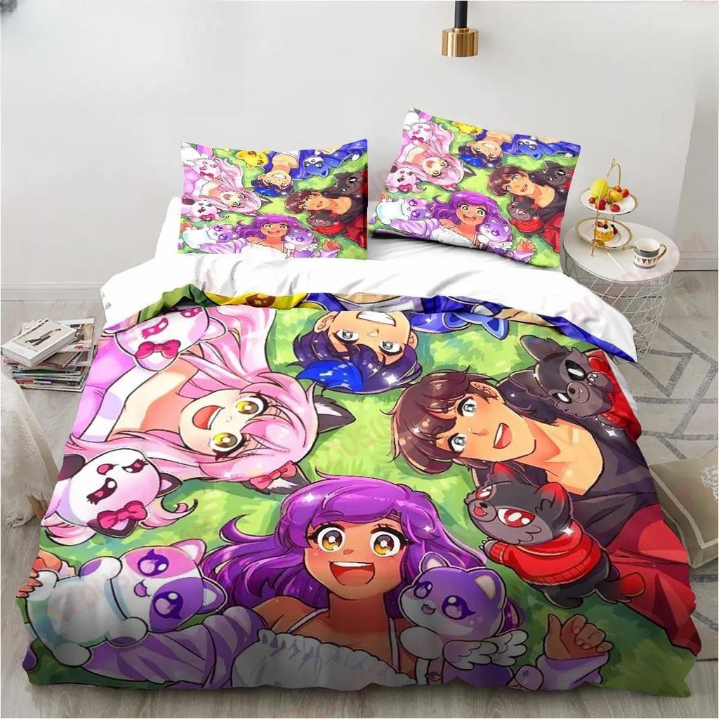New Cartoon Game Cute Aphmau with Wings Bedding Set Sheet King Twin Double Child Bedding Set Mircofiber or Polyester Duvet Cover
