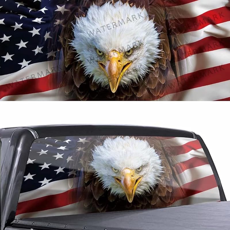 

Black & White American Flag Car Rear Window Sticker Decoration,Perforated Window Film Decals for Truck Back Windshield,Scratch Hidden Car 66 x20