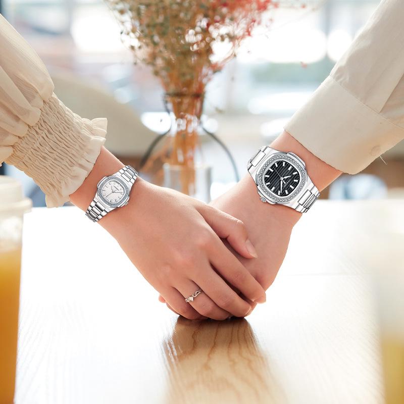 Duke of Lorraine Qixi Nautilus His & Hers Couple Watches - Full Diamond Automatic for Boyfriend/Girlfriend