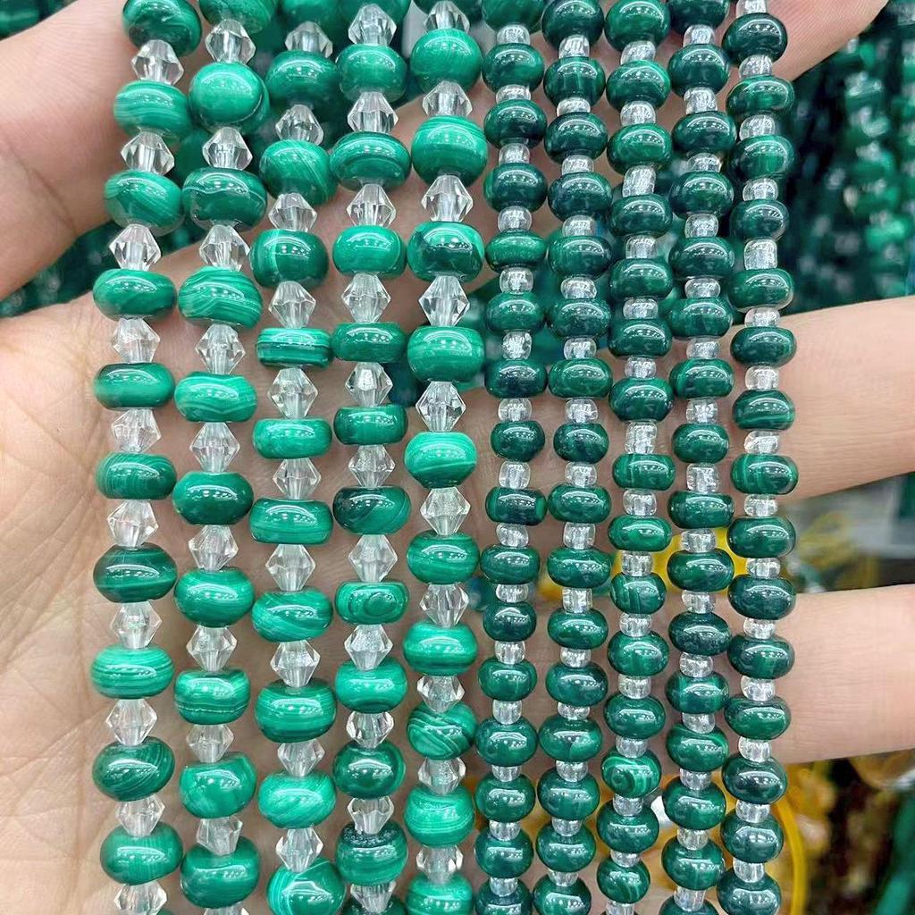 Pure Natural Malachite Tube & Oval Abacus Loose Beads for DIY Bracelet Jewelry
