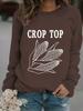 Autumn/Winter Women's Casual Long-Sleeve Corn Print Crop Sweatshirt