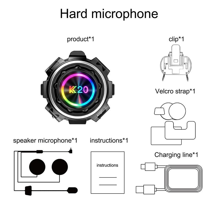 K20 Motorcycle Helmet Headset BT6.0 Intercom Music Player Hands-free Headphone Waterproof Interphone Motorcycle Accessories