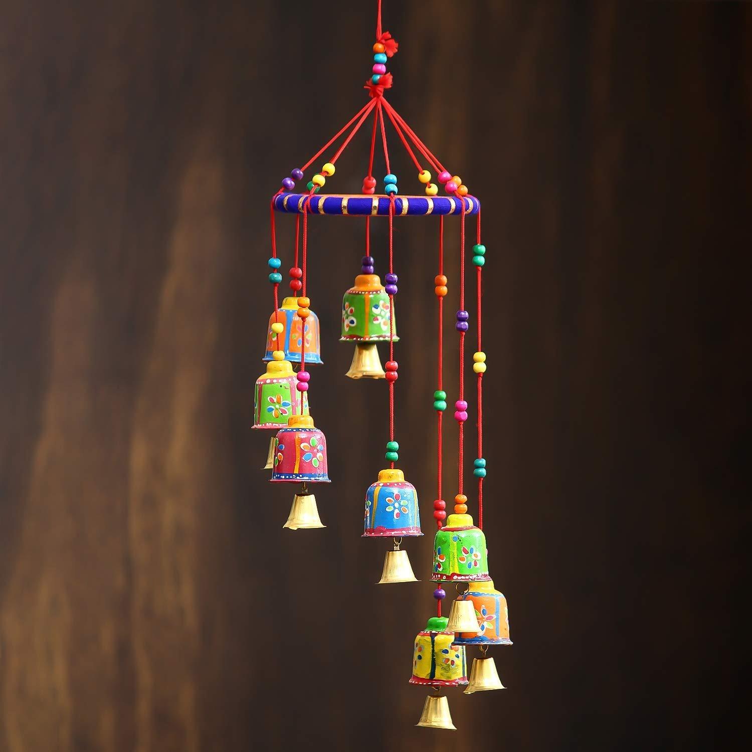 

Multicolour Decorative Window Door Wall Hanging Bells Wind Chimes Decorative Showpiece| Diwali Decoration Items for Home Decor Onesize
