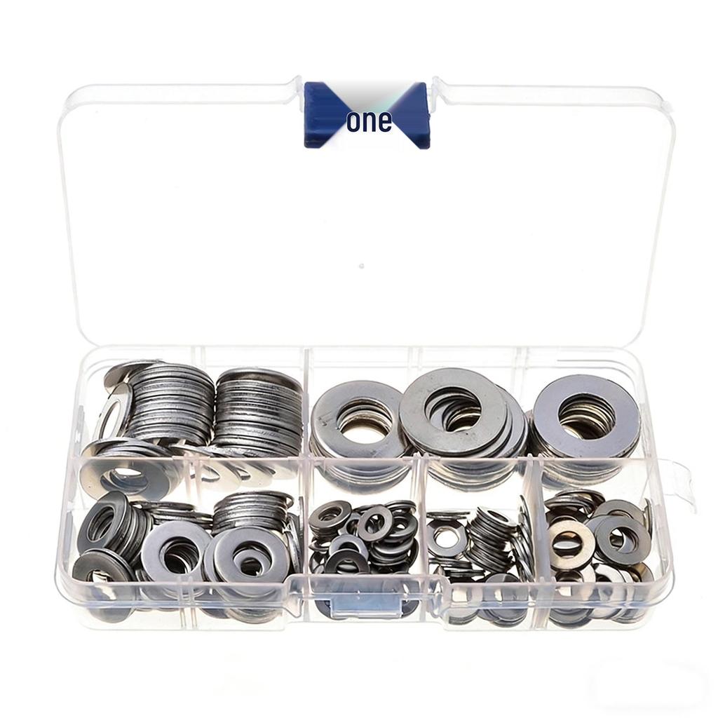 270PC Stainless Steel Gasket Set: M4-M12 Flat Washers