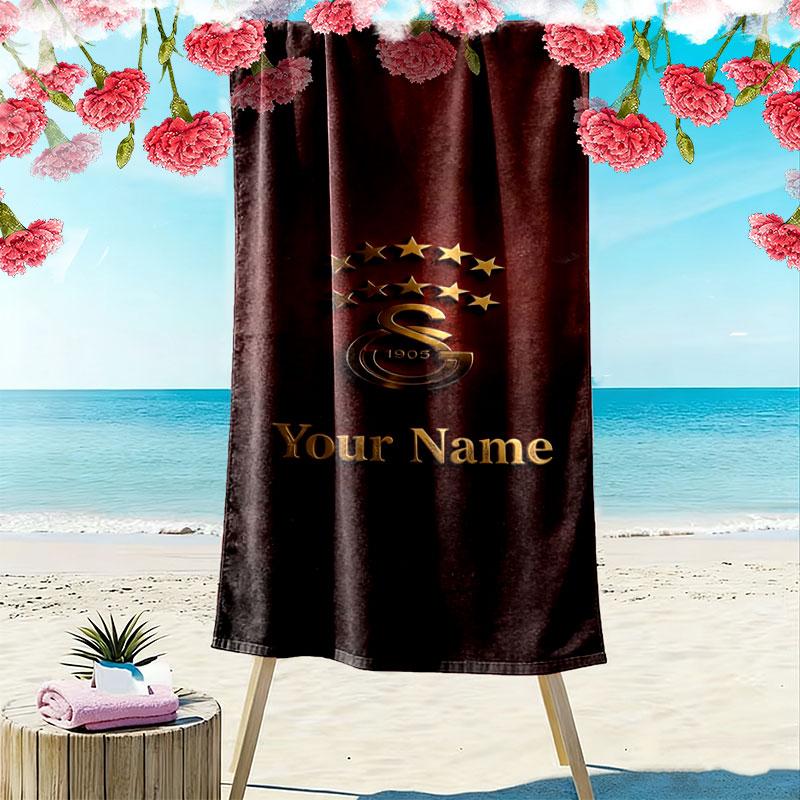 Galatasaray S Custom Name Print Beach Towel, Large Soft Quick Dry Towel for Beach Camping Swimming