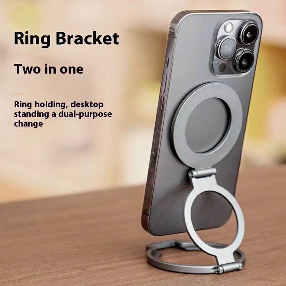 T15 2 in 1 Magnetic Phone Stand Ring Holder Foldable Aluminum Alloy Bracket for iPhone/iPad