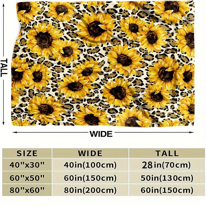 1pc Sunflower & Leopard Print Flannel Blanket - Soft, Warm, All-Season Cover for Couch, Office, or Christmas Gift, Machine Washa