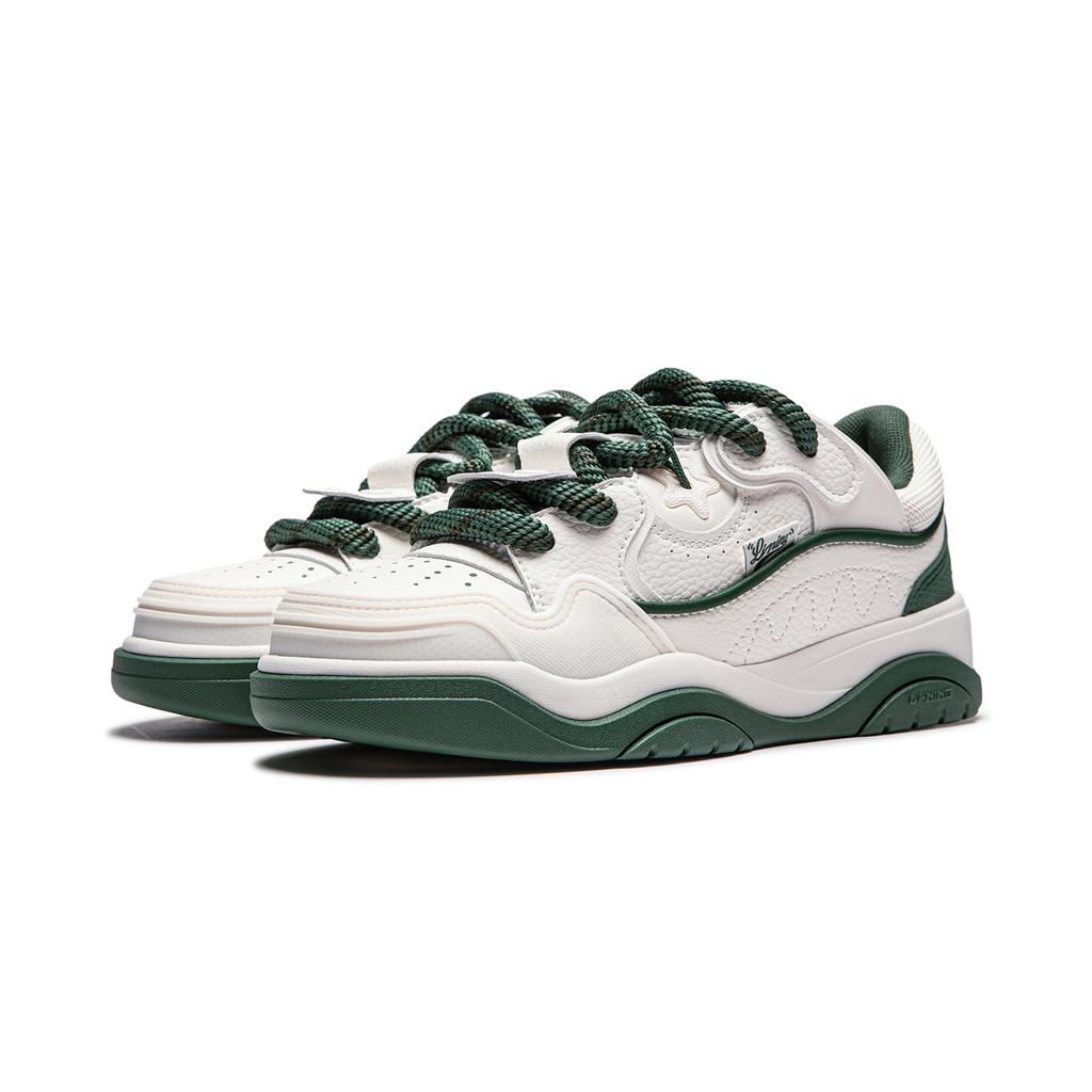 Li Ning Journey 2.0 Bouncy Shoes Thick Sole Height Increasing Cushioning Versatile Low Top Sneakers Men sneakers White Green AGCU091-2