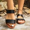Flat-bottomed slippers women's spring and summer new solid-color round head outer wear casual large-size foot sandals women