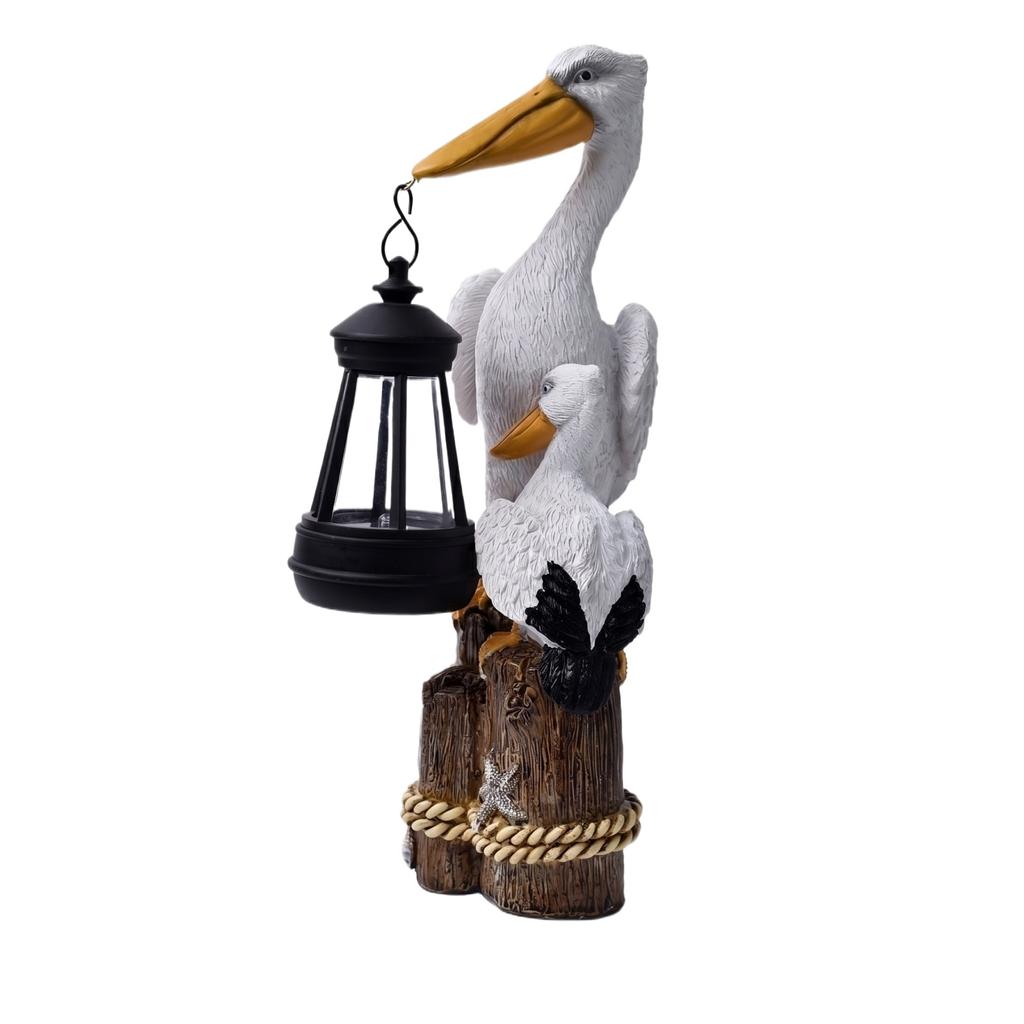 Solar Powered Pelican Outdoor Lantern Resin Statue Decorative Hanging Light for Garden Patio Yard Deck Sculpture