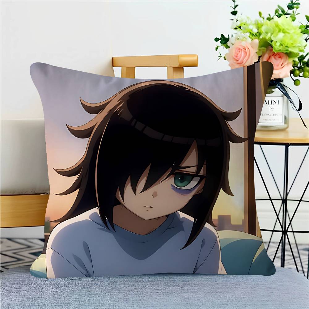 Anime T-Tomoko-Kuroki Decorative Room Aesthetics Pillow Case Home Decor Bedroom Sofa Bed Couch Pillow Cover 45x45