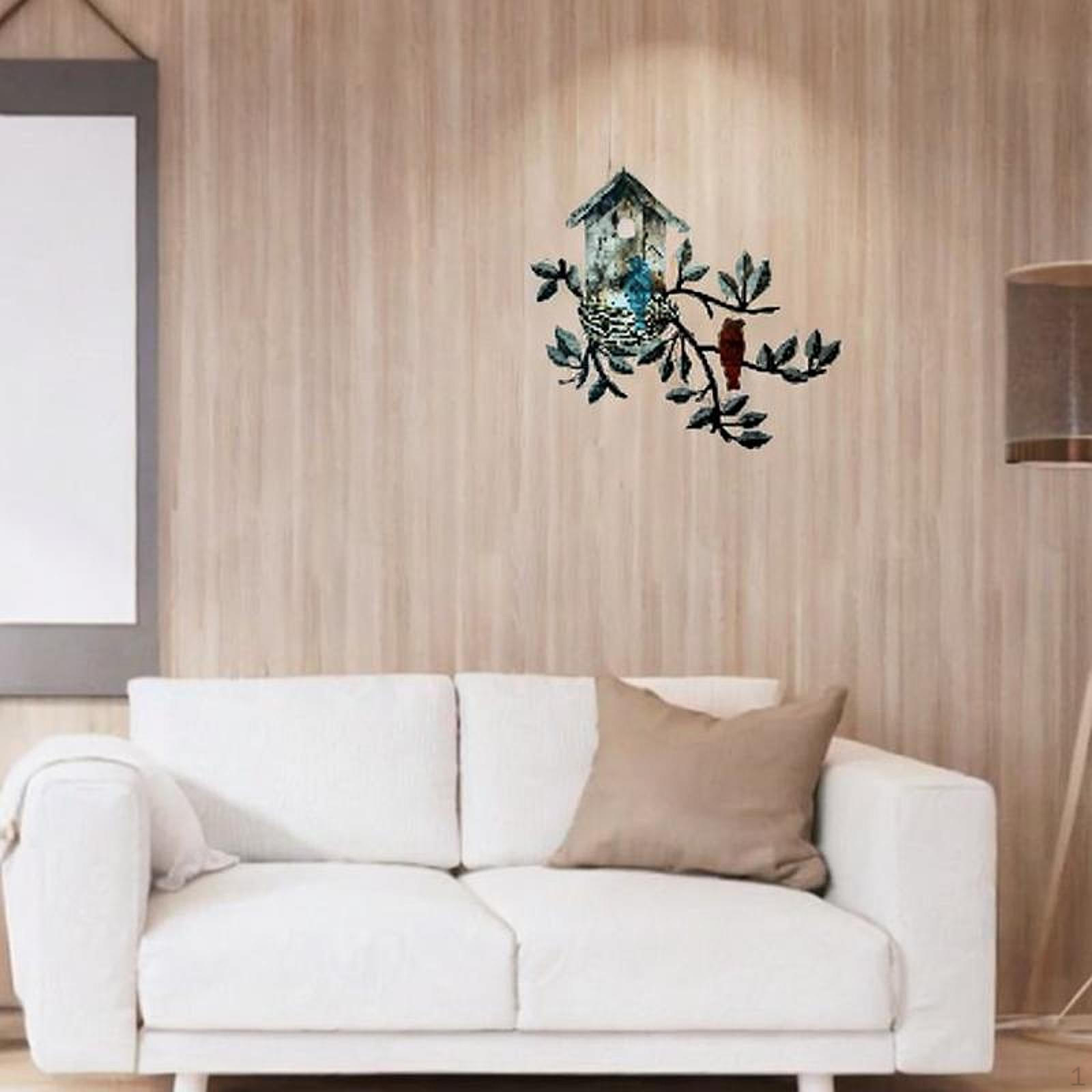 

Birdhouse Metal Wall Art Decor Crafts Rustic Decorative Decoration Ornament for Fence Blue Bird