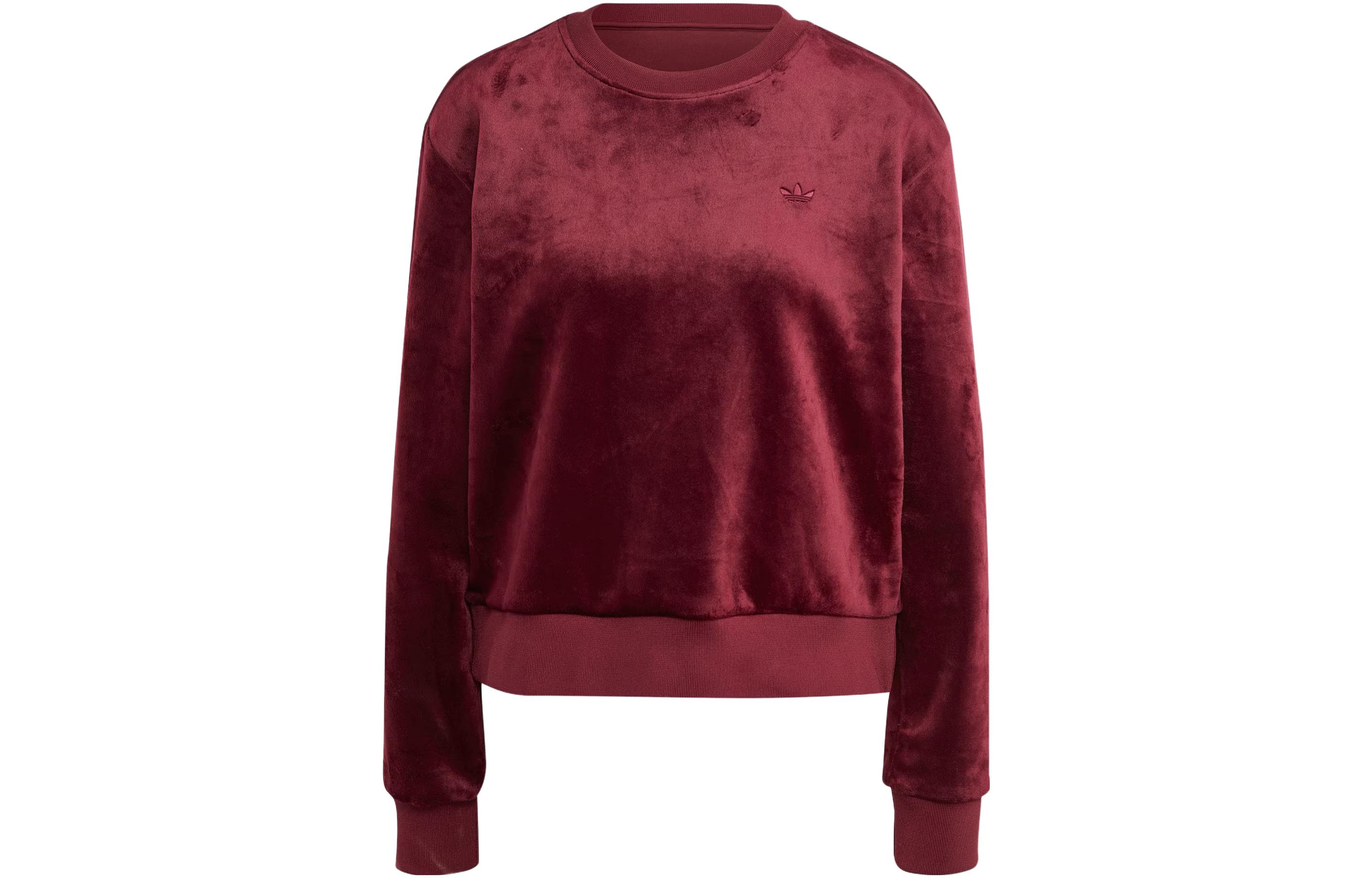 Adidas Originals ESSENTIALS Sweatshirts Women s Dark Reddish Purple Crew Neck Moderate Regular IL5745 S